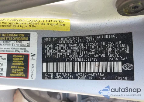 2014 Toyota Avalon Hybrid Limited из США, поврежденный, VIN 4T1BD1EB8EU022725